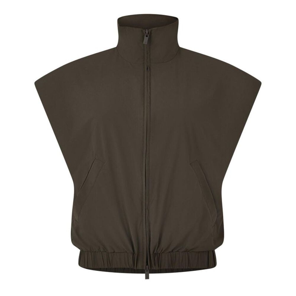 Fear Of God Essentials Womens/Ladies Full Zip Sleeveless Crop Top / Off Black